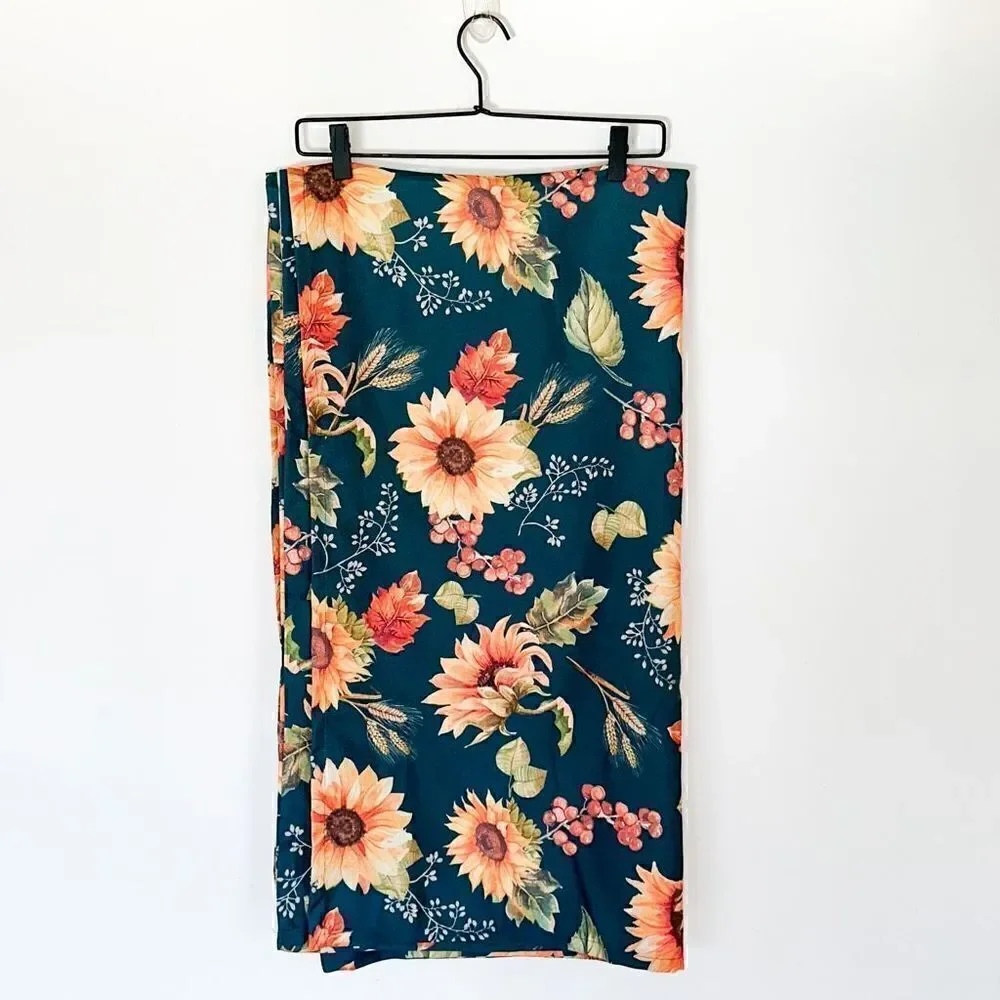 Cynthia Rowley 60” X 120” Oblong Rectangle Forest Green Sunflower Fall Foliage T
